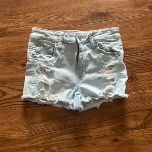 American eagle high waisted shorts size 6 light wash distressed